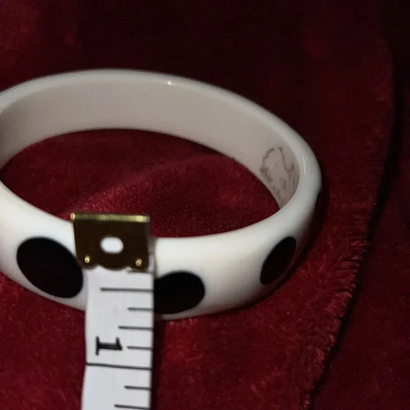 Vintage white black polka dots round bangle - Picture 5 of 7